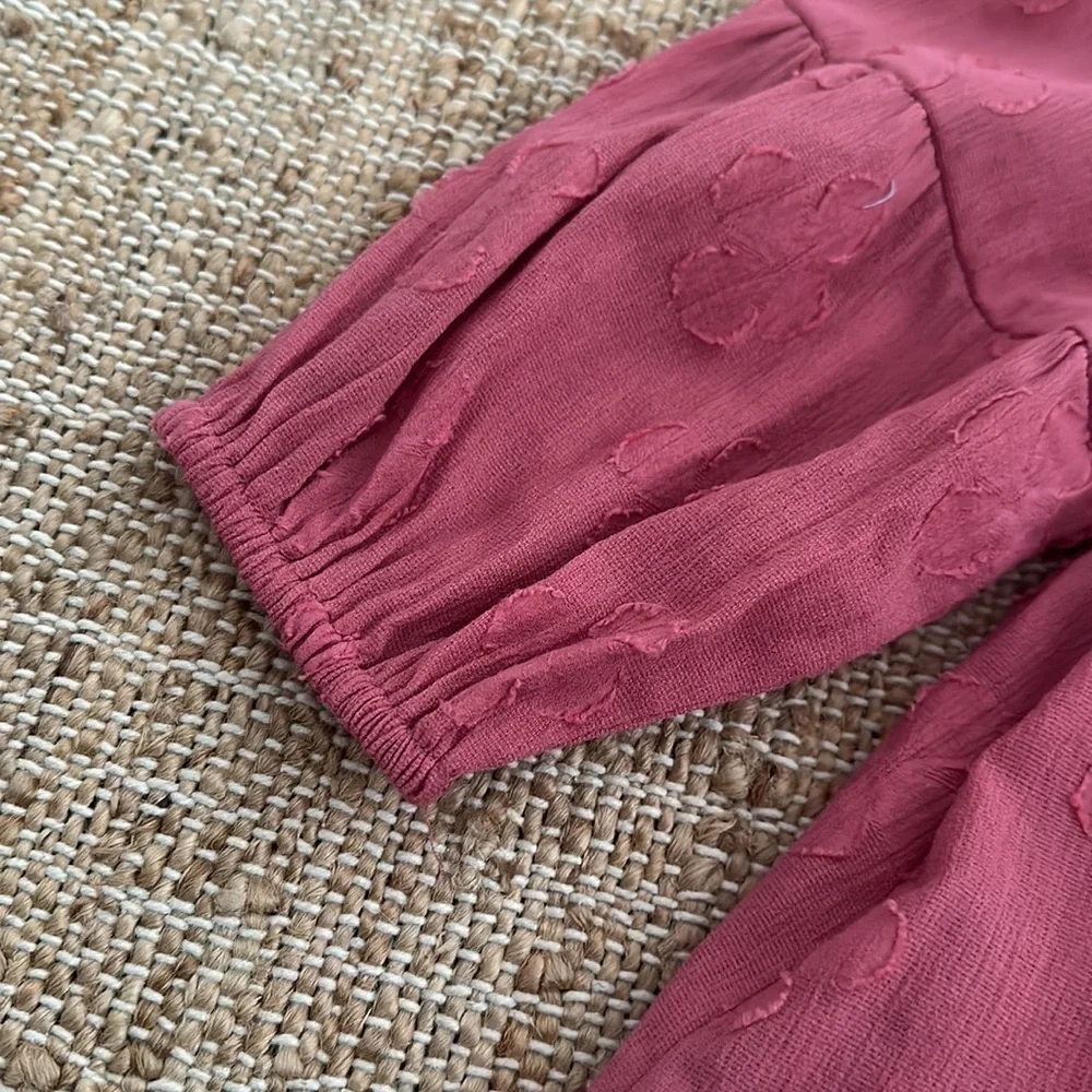 Zara Textured Raspberry Pink Tiered Ruffle Dress 12-18 Months